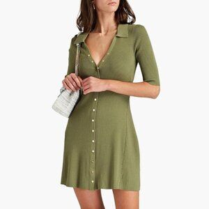 Maje Khaki Button-Front Mini Dress